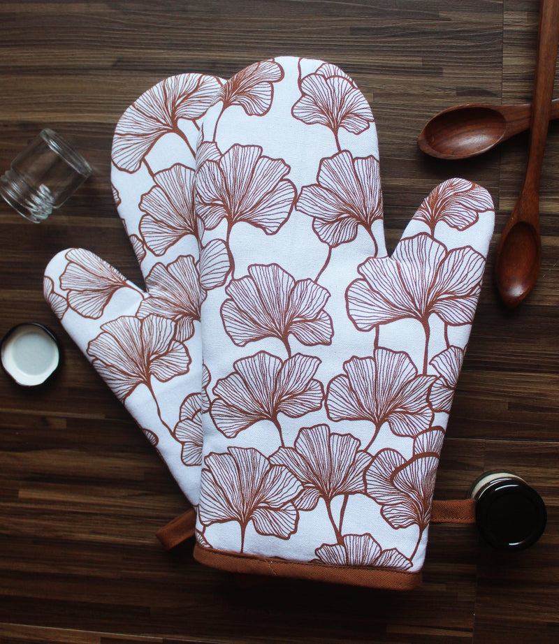 Cotton Single Leaf Brown Oven Gloves Pack Of 2 freeshipping - Airwill