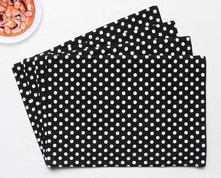 Cotton Black Polka Dot Table Placemats Pack Of 4 freeshipping - Airwill