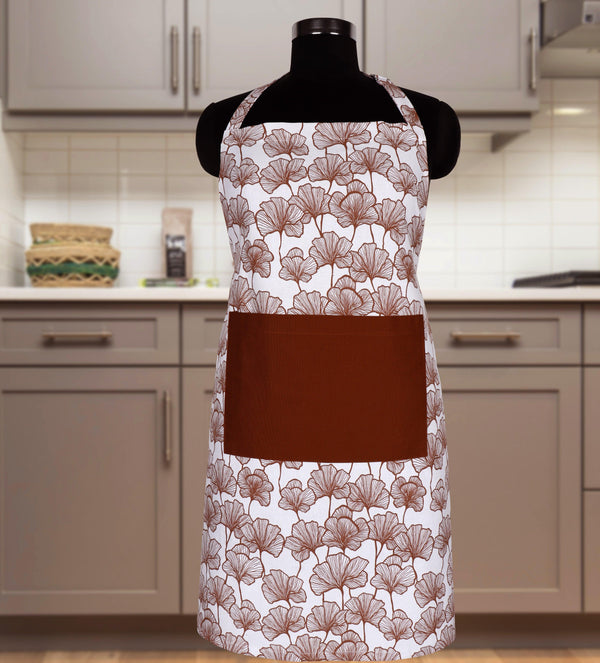 Cotton Single Leaf Brown With Solid Pocket Free Size Apron Pack of 1 freeshipping - Airwill