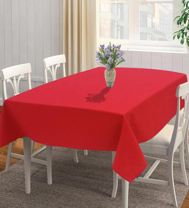 Cotton Solid Red 4 Seater Table Cloths Pack Of 1 freeshipping - Airwill