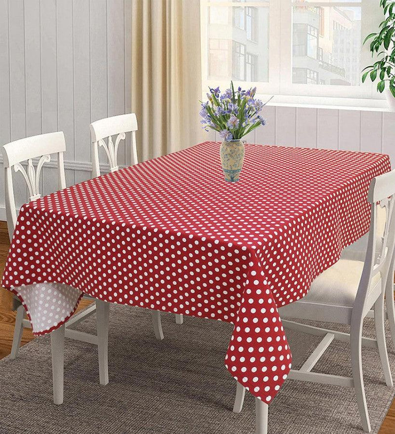 Cotton Polka Dot Red 4 Seater Table Cloths Pack Of 1 freeshipping - Airwill