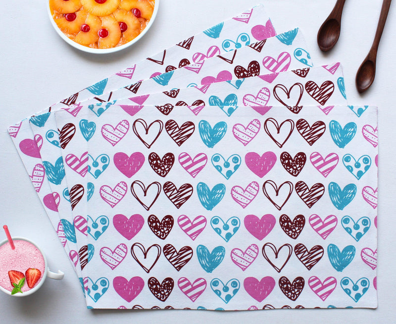 Cotton Metro Heart Placemats Pack of 4 freeshipping - Airwill