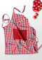 Cotton Gingham Check Red With Solid Pocket Free Size Apron Pack Of 1 freeshipping - Airwill