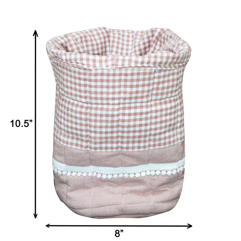 Cotton Check Design Pink Fruit Basket Pack Of 1 freeshipping - Airwill