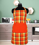 Cotton Iran Check Orange With Solid Pocket Free Size Apron Pack Of 1 freeshipping - Airwill