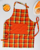 Cotton Iran Check Orange With Solid Pocket Free Size Apron Pack Of 1 freeshipping - Airwill