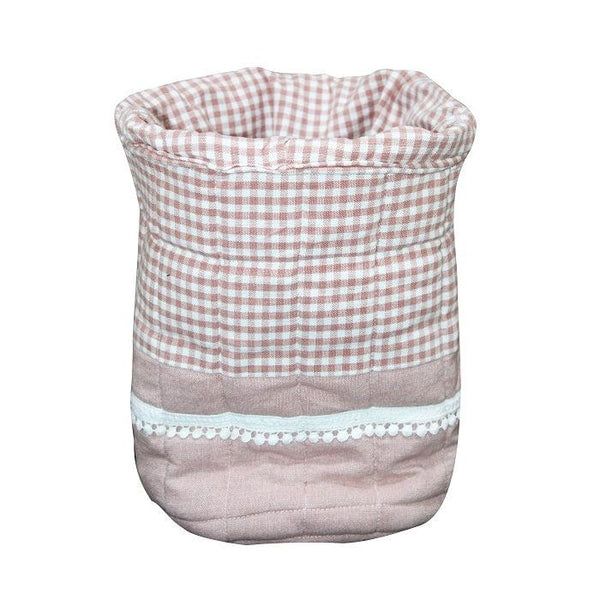 Cotton Check Design Pink Fruit Basket Pack Of 1 freeshipping - Airwill