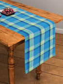 Cotton Iran Check Blue 152cm Length Table Runner Pack Of 1 freeshipping - Airwill