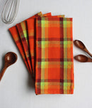 Cotton Iran Check Orange Kitchen Towels Pack Of 4 freeshipping - Airwill