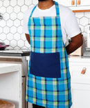 Cotton Iran Check Blue With Solid Pocket Free Size Apron Pack Of 1 freeshipping - Airwill