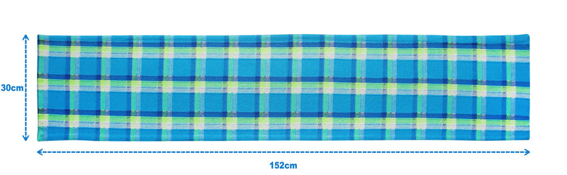 Cotton Iran Check Blue 152cm Length Table Runner Pack Of 1 freeshipping - Airwill