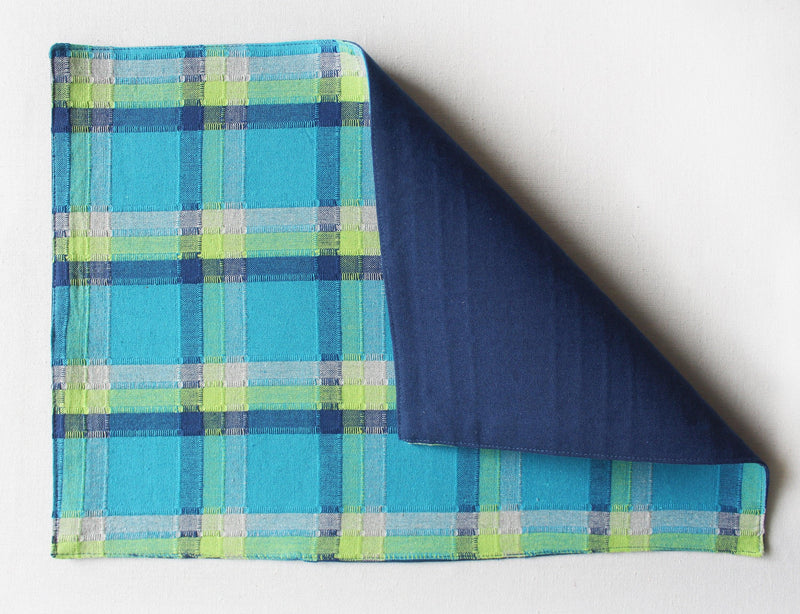 Cotton Iran Check Blue Table Placemats Pack Of 4 freeshipping - Airwill
