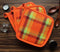 Cotton Iran Check Orange Pot Holders Pack Of 3 freeshipping - Airwill