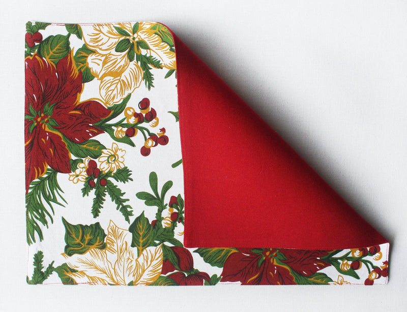 Cotton Maroon Flower Table Placemats Pack Of 4 freeshipping - Airwill
