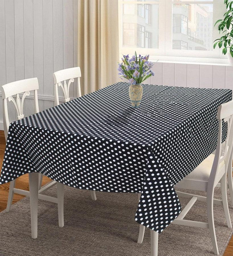 Cotton Black Polka Dot 4 Seater Table Cloths Pack Of 1 freeshipping - Airwill