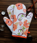 Cotton Orange Flower Oven Gloves Pack Of 2 freeshipping - Airwill