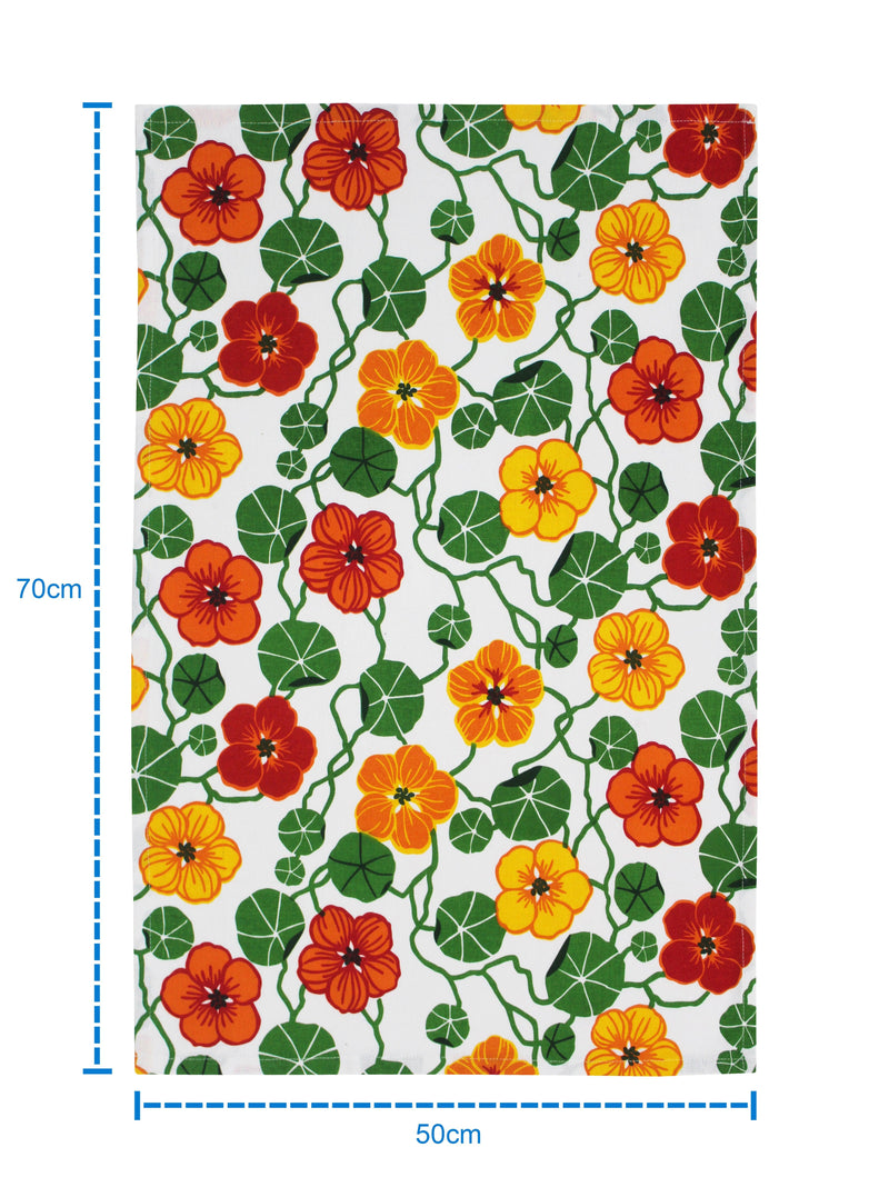 Cotton Green and Orange Flower Kitchen Towels Pack Of 4 freeshipping - Airwill