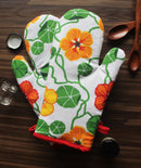 Cotton Green and Orange Flower With Red Piping Oven Gloves Pack Of 2 freeshipping - Airwill