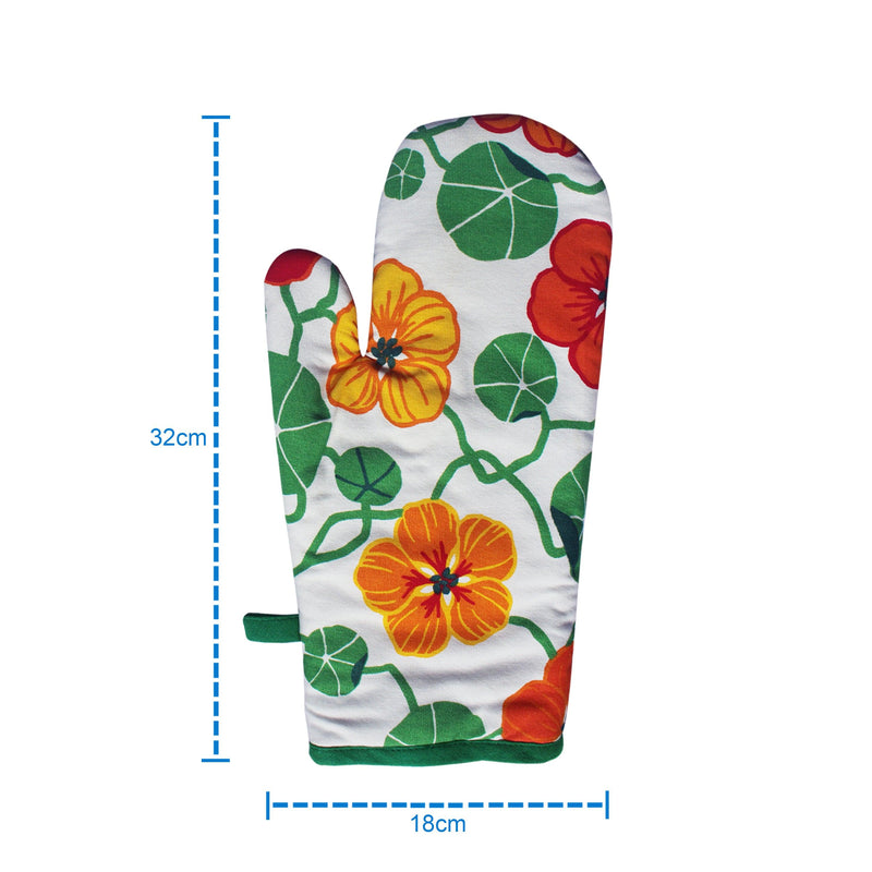 Cotton Green and Orange Flower With Green Piping Oven Gloves Pack Of 2 freeshipping - Airwill