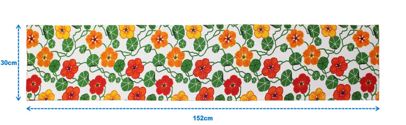 Cotton Green and Orange Flower 152cm Length Table Runner Pack Of 1 freeshipping - Airwill