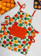 Cotton Green and Orange Flower With Orange Solid Pocket Free Size Apron Pack Of 1 freeshipping - Airwill