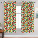 Cotton Green and Orange Flower 5ft Window Curtains Pack Of 2 freeshipping - Airwill