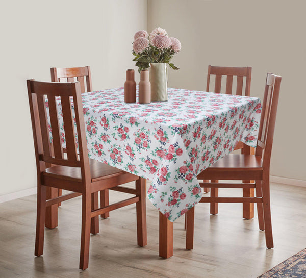 Cotton Small Pink Rose Flower 4 Seater Table Cloths Pack Of 1 freeshipping - Airwill