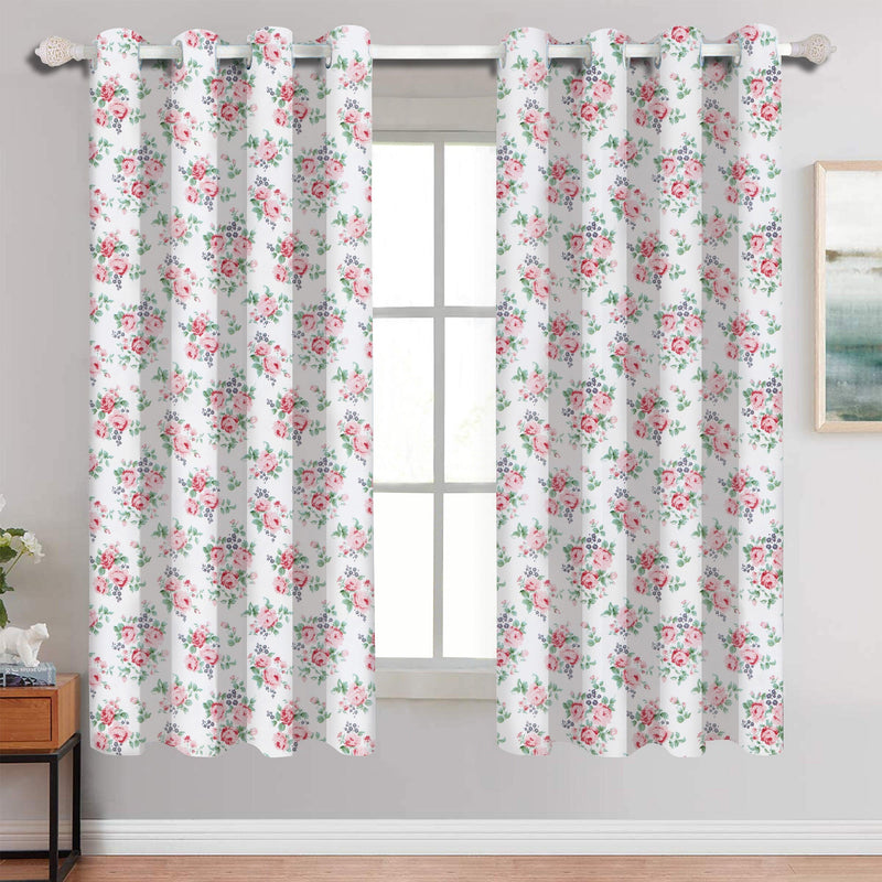Cotton Small Pink Rose 5ft Window Curtains Pack Of 2 freeshipping - Airwill