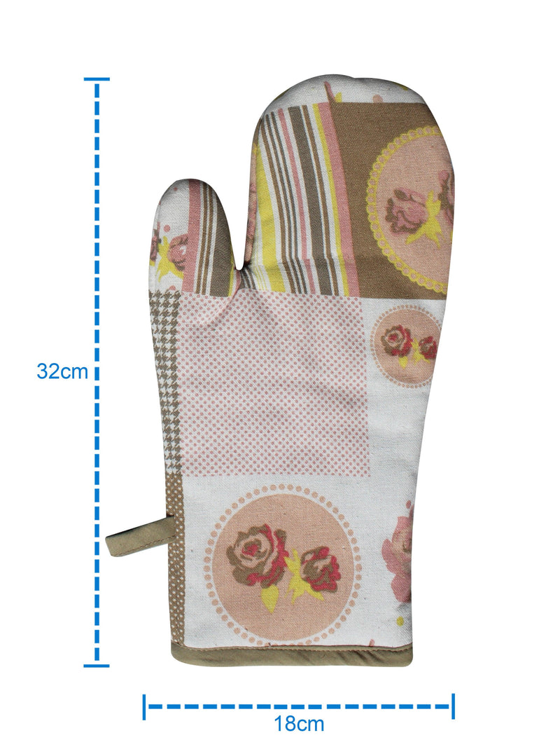 Cotton Check Flower Oven Gloves Pack Of 2 freeshipping - Airwill