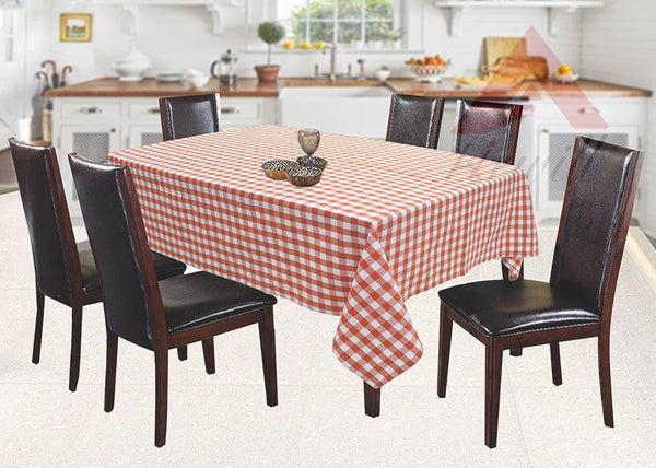 Cotton Gingham Check Orange 6 Seater Table Cloths Pack Of 1 freeshipping - Airwill