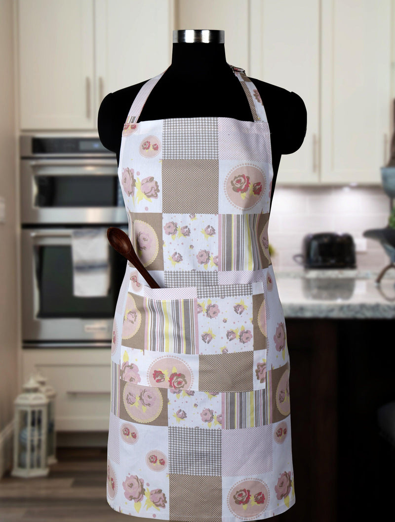 Cotton Check Flower Free Size Apron Pack Of 1 freeshipping - Airwill