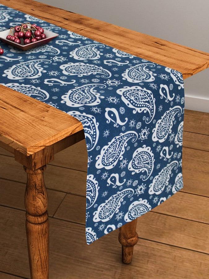 Cotton Blue Paislay 152cm Length Table Runner Pack Of 1 freeshipping - Airwill