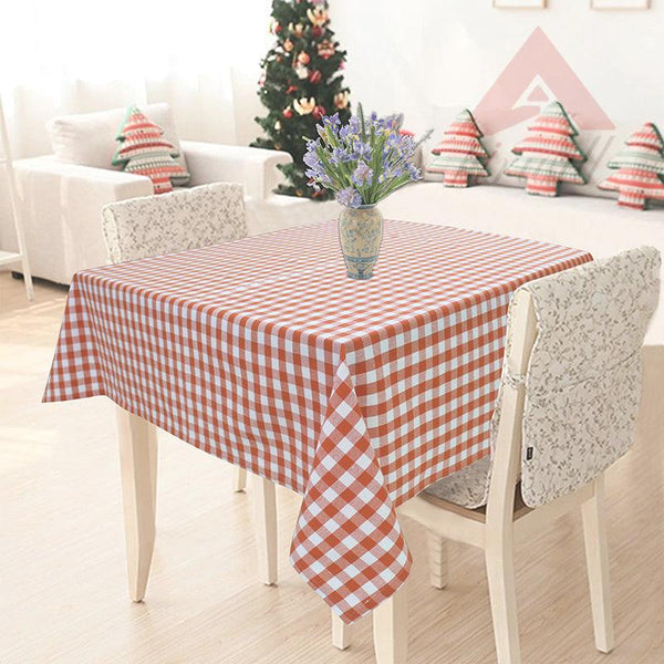 Cotton Gingham Check Orange 2 Seater Table Cloths Pack Of 1 freeshipping - Airwill