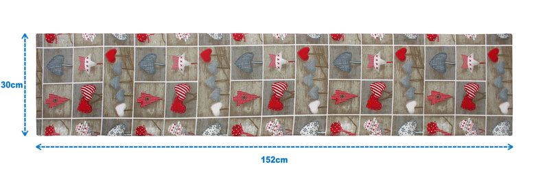 Cotton Xmas Heart 152cm Length Table Runner Pack Of 1 freeshipping - Airwill
