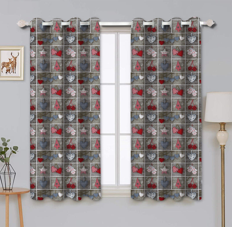 Cotton Xmas Heart 5ft Window Curtains Pack Of 2 freeshipping - Airwill