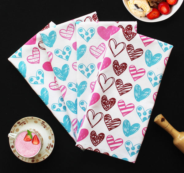Cotton Metro Heart Kitchen Towels Pack of 4 freeshipping - Airwill