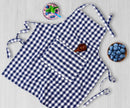 Cotton Gingham Check Blue Free Size Apron Pack Of 1 freeshipping - Airwill