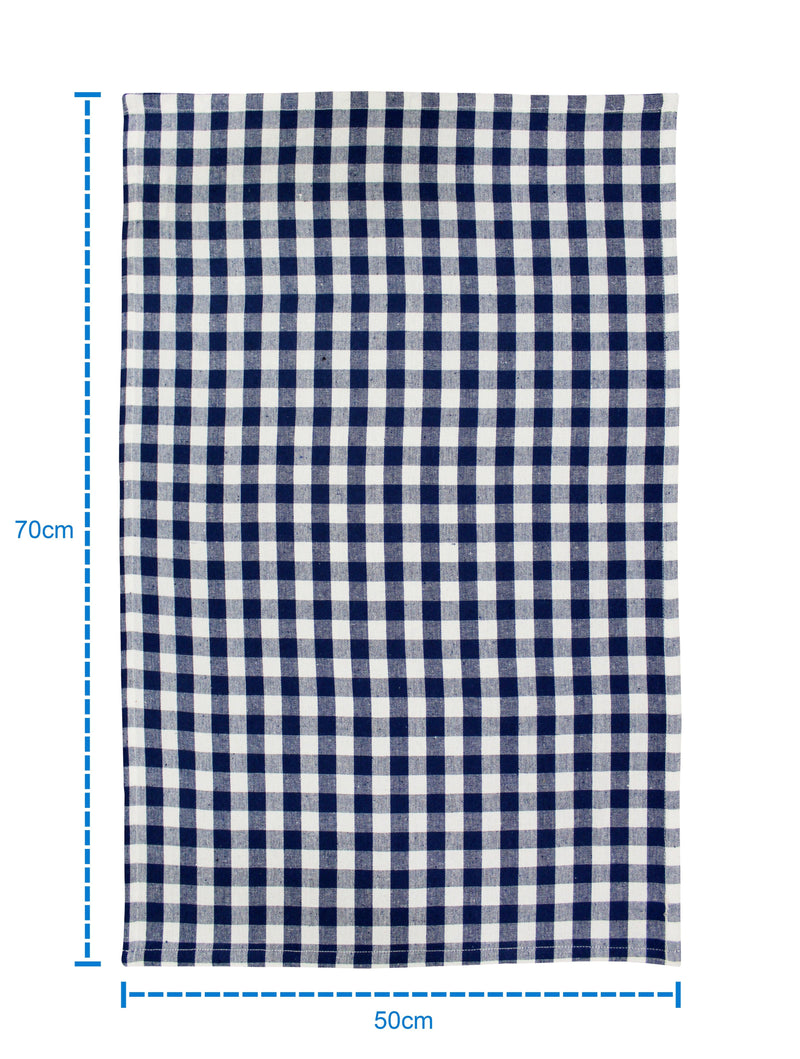 Cotton Gingham Check Blue and Brown Kitchen Towels Pack Of 4 freeshipping - Airwill