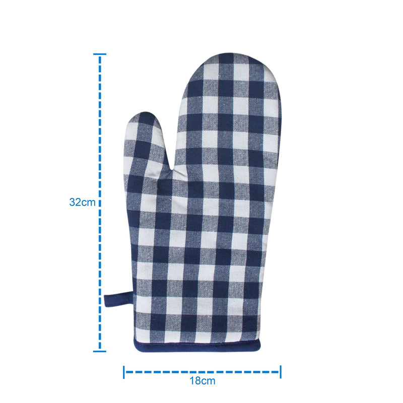 Cotton Gingham Check Blue Oven Gloves Pack Of 2 freeshipping - Airwill