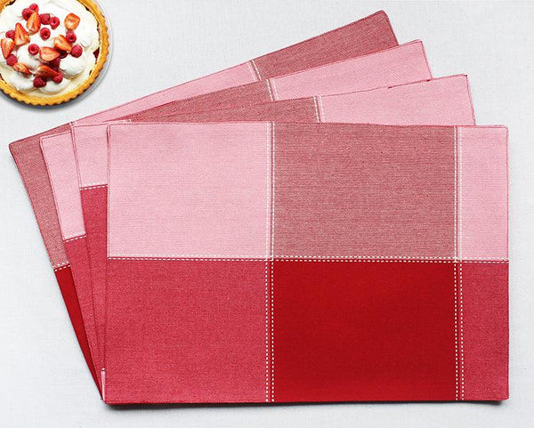 Cotton 4 Way Dobby Red Table Placemats Pack Of 4 freeshipping - Airwill