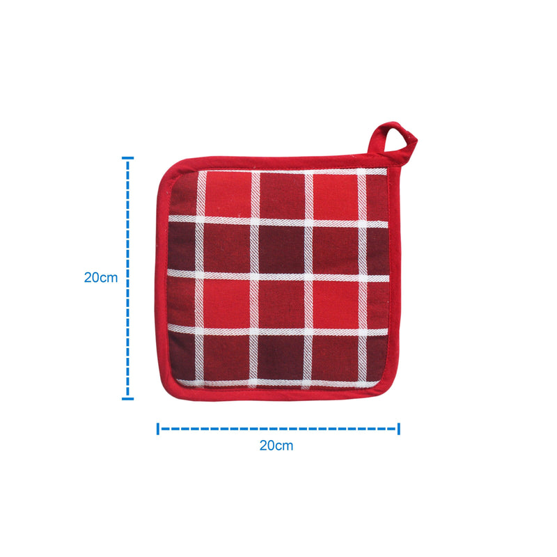 Cotton Xmas Check Pot Holders Pack Of 3 freeshipping - Airwill
