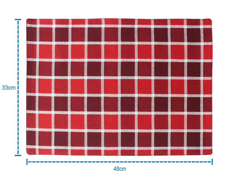 Cotton Xmas Check Table Placemats Pack Of 4 freeshipping - Airwill
