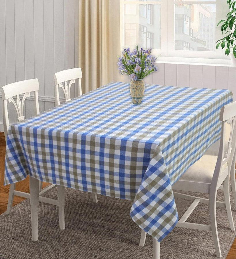 Cotton Lanfranki Blue Check 4 Seater Table Cloths Pack Of 1 freeshipping - Airwill