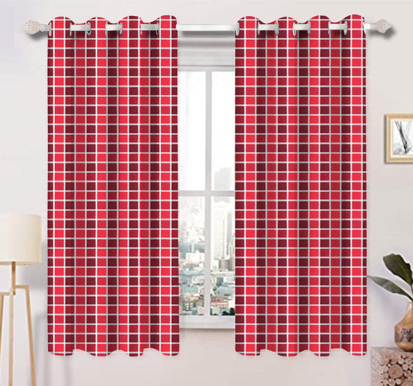 Cotton Xmas Check 5ft Window Curtains Pack Of 2 freeshipping - Airwill