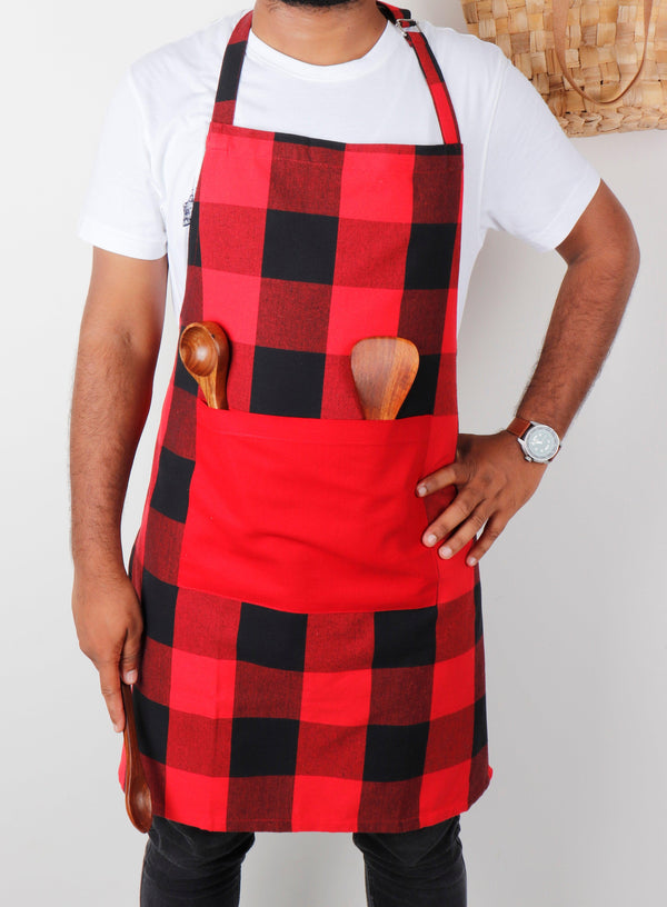 Cotton Big Check Free Size Apron Pack of 1 freeshipping - Airwill