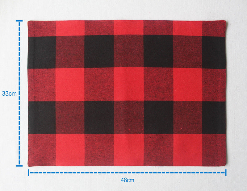 Cotton Big Check Table Placemats Pack Of 4 freeshipping - Airwill