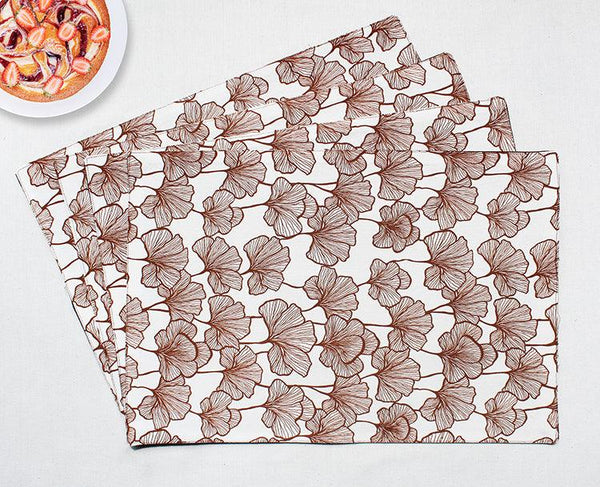 Cotton Single Leaf Brown Table Placemats Pack Of 4 freeshipping - Airwill