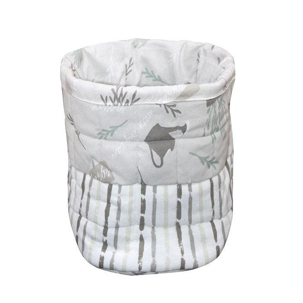 Cotton Grey Stripe Leaf Fruit Basket Pack Of 1 freeshipping - Airwill