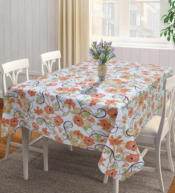 Cotton Orange Flower 4 Seater Table Cloths Pack Of 1 freeshipping - Airwill