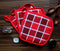 Cotton Xmas Check Pot Holders Pack Of 3 freeshipping - Airwill